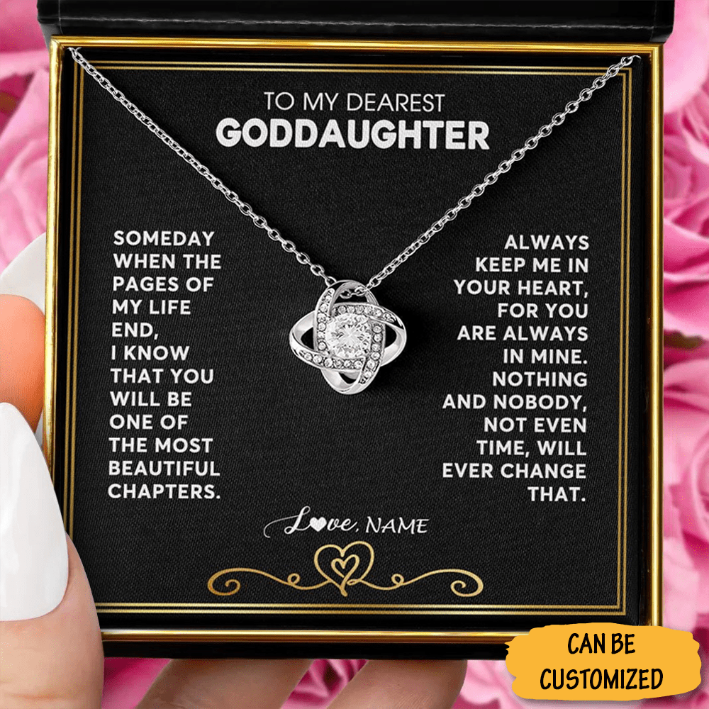 Personalized To My Goddaughter Necklace Silver Love Knot Necklace Gift For Goddaughter On Her Wedding Day - KDadorn
