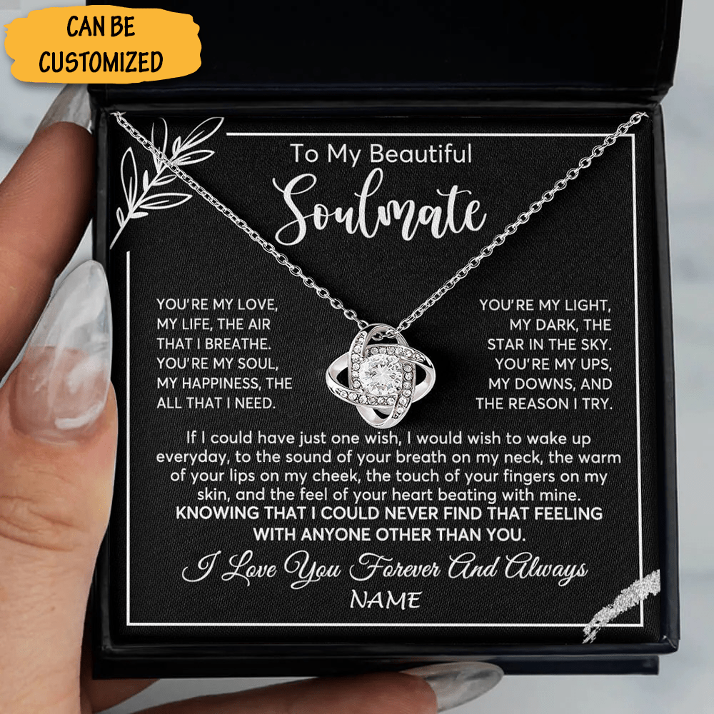 Personalized To My Beautiful Soulmate Necklace Sterling Silver Love Knot Pendant Women's Soulmate Necklace Gift Box - KDadorn