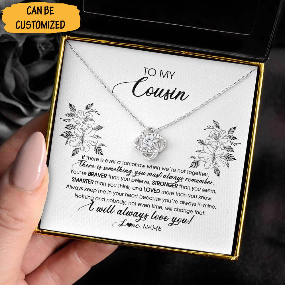 Personalized To My Cousin Necklace Love Knot Silver Necklace Christmas Gifts For Cousins Sister - KDadorn