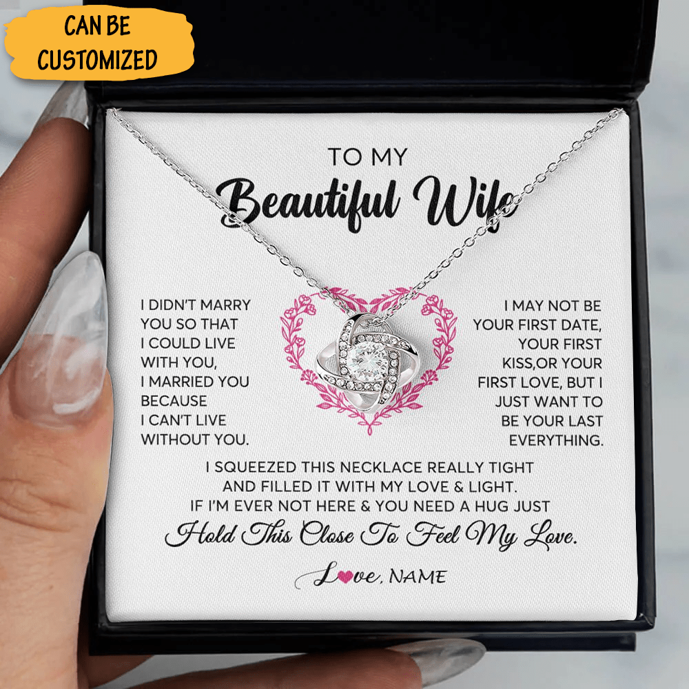 Personalized To My Beautiful Wife Necklace Sterling Silver Love Knot Necklace Valentine Gift For Wife - KDadorn
