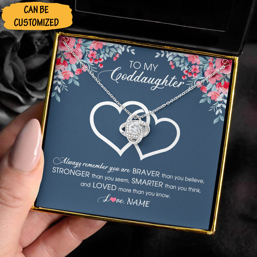 Personalized To My Goddaughter Necklace Sterling Silver Love Knot Pendant Goddaughter Necklace Box For Gift - KDadorn