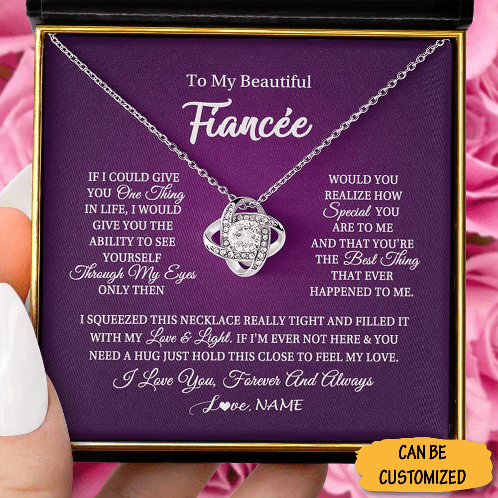 Personalized To My Beautiful Fiancee Necklace Sterling Silver Love Knot Jewellery Necklace Presents For Fiancee - KDadorn
