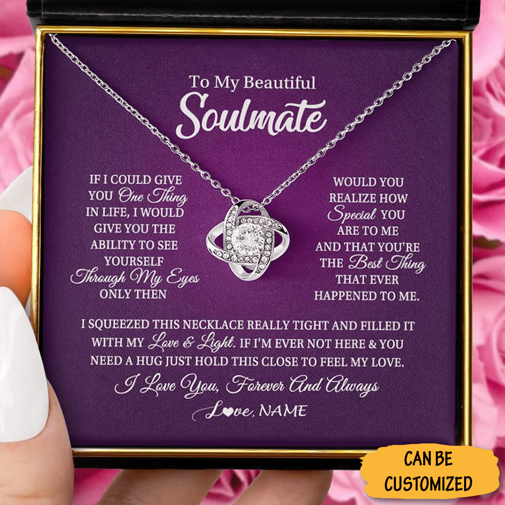 Personalized To My Beautiful Soulmate Necklace Love Knot Necklace Jewellery Perfect Gift For Soulmate For Her - KDadorn
