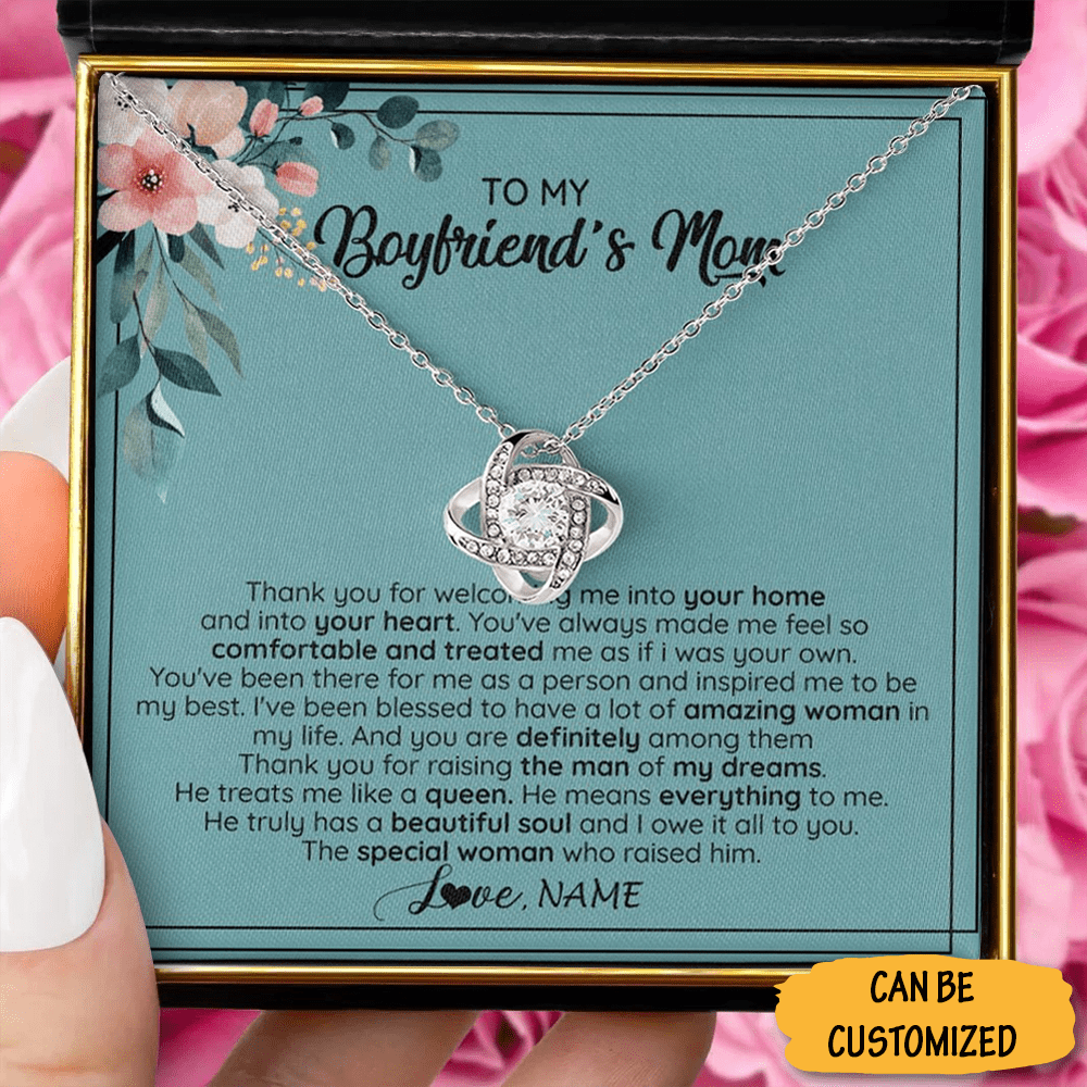 Personalized To My Boyfriend's Mom Necklace Sterling Silver Love Knot Necklace Gifts To Get Boyfriends Mom - KDadorn