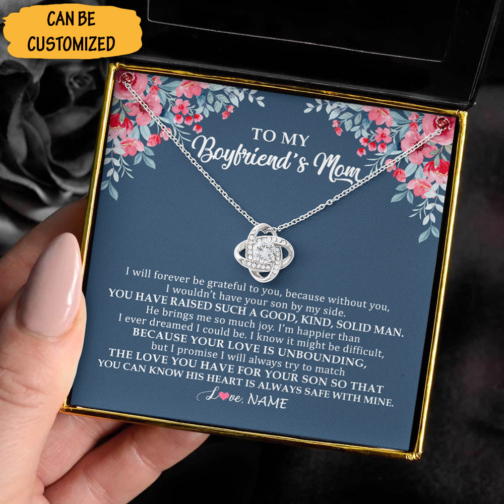 Personalized To My Boyfriend's Mom Necklace Love Knot Silver Necklace Christmas Gifts For Boyfriends Mom - KDadorn