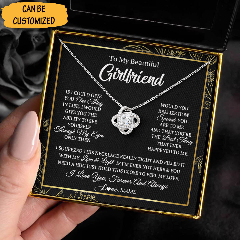 Personalized To My Beautiful Girlfriend Necklace Love Knot Silver Necklace To Get Your Gf Christmas Gifts - KDadorn