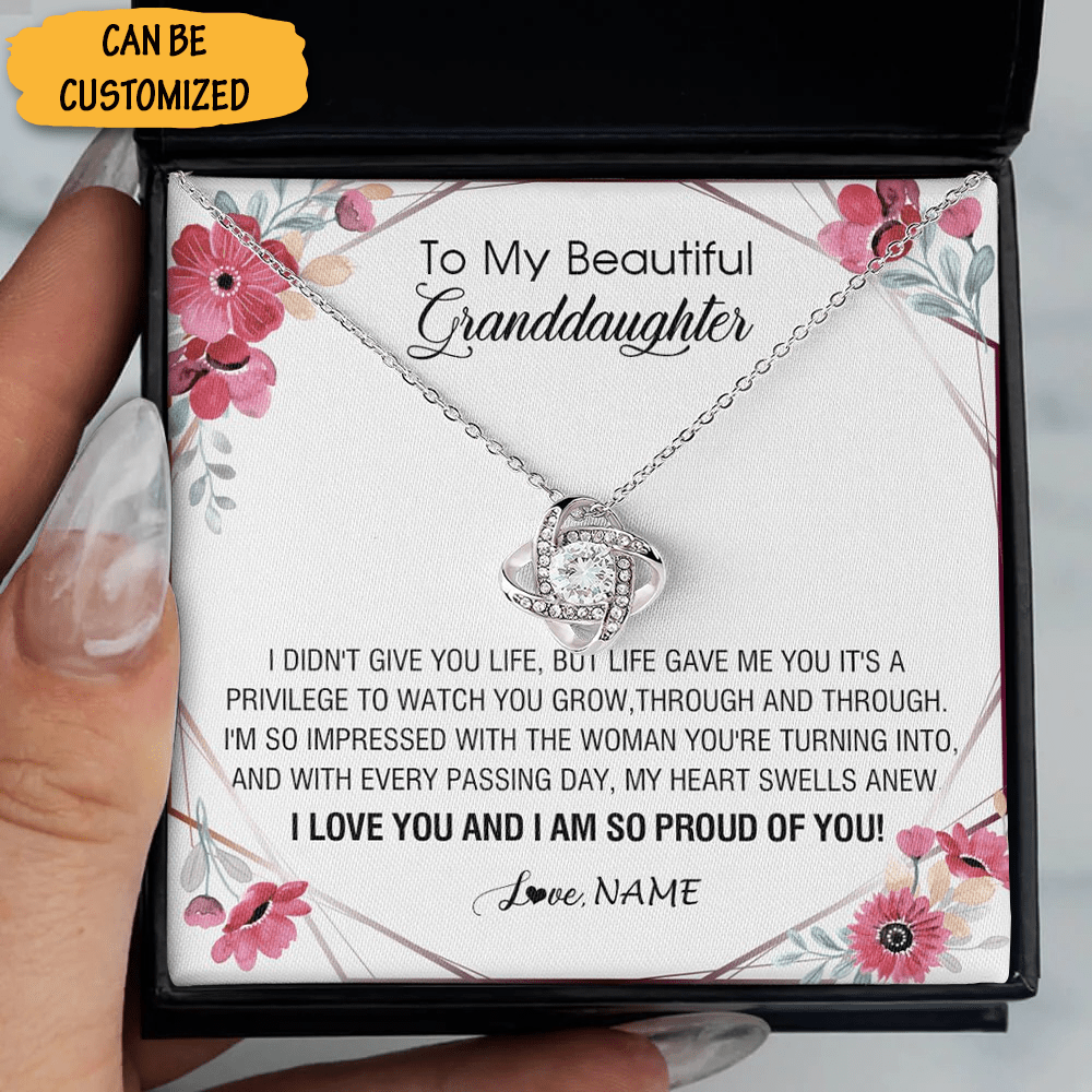 Personalized To My Beautiful Granddaughter Love Knot Necklace From Grammy Grandpa To Granddaughter Necklace - KDadorn