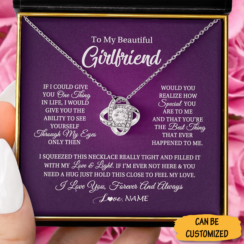 Personalized To My Beautiful Girlfriend Necklace Love Knot Necklace Best Gift For Girlfriend On Her Birthday - KDadorn
