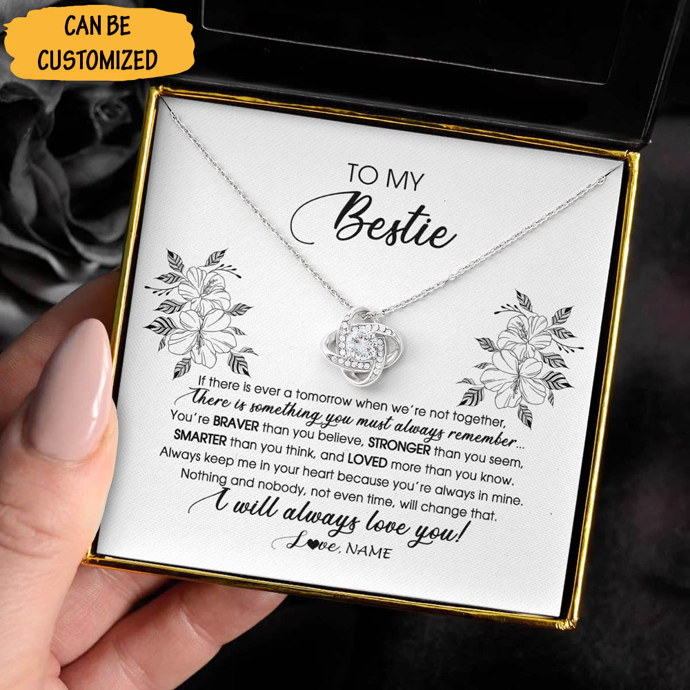 Personalized To My Bestie Love Knot Silver Necklace I Will Always Love You Necklace Bestie Christmas Gifts - KDadorn