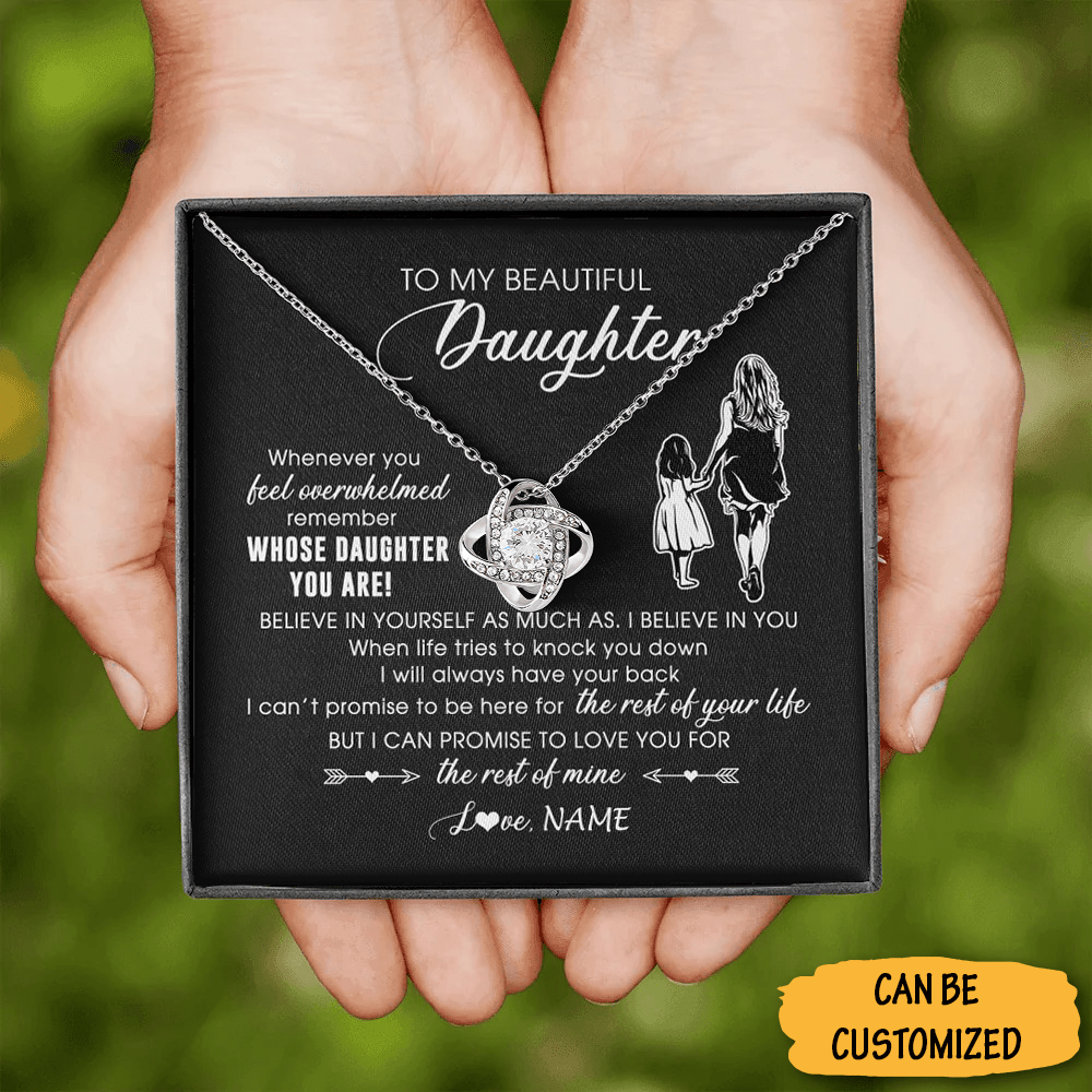 Personalized To My Beautiful Daughter Necklace Love Mom Sterling Silver Love Knot Pendant Necklace Gifts - KDadorn