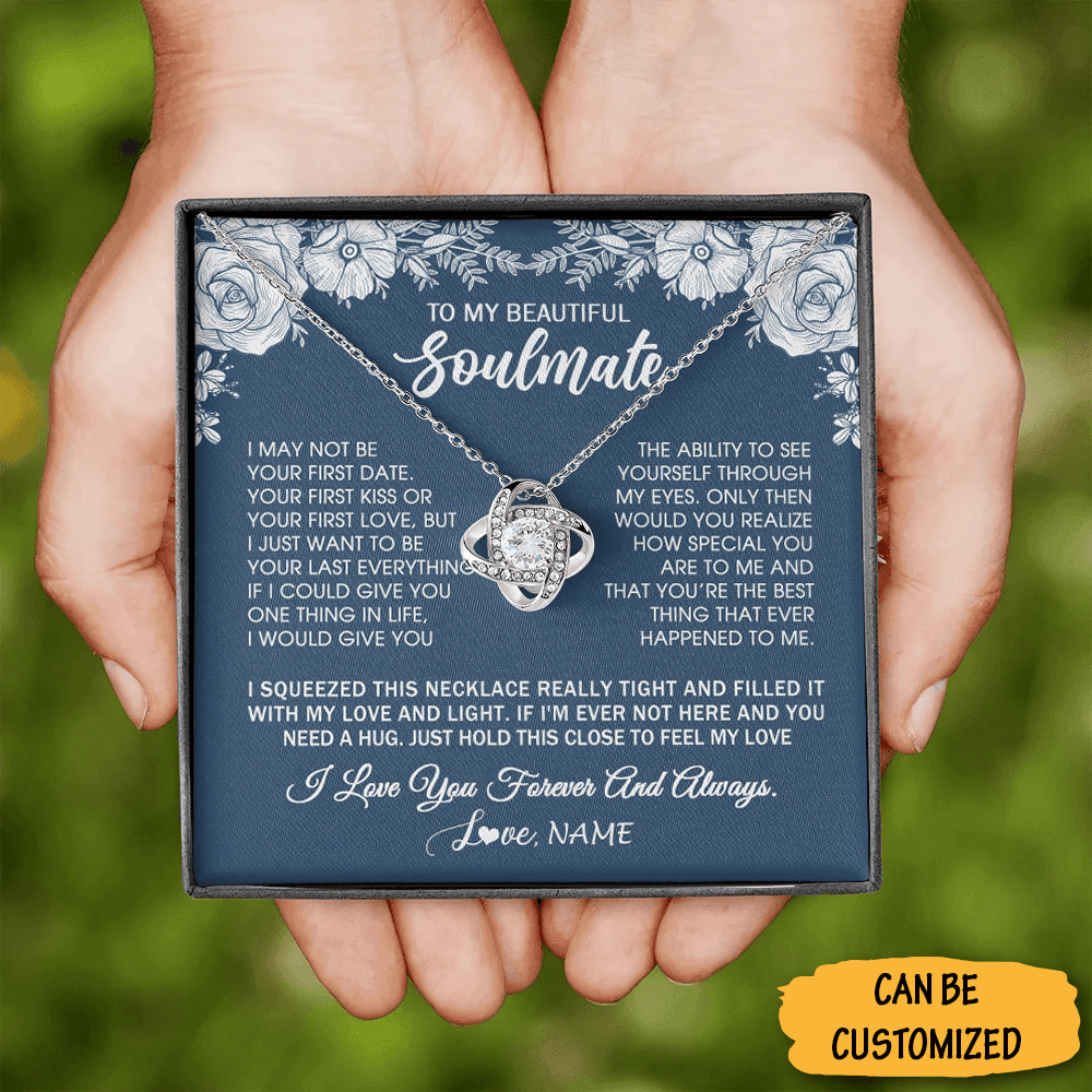 Personalized To My Beautiful Soulmate Necklace Forever Love Sterling Silver Love Knot Necklace For Her - KDadorn