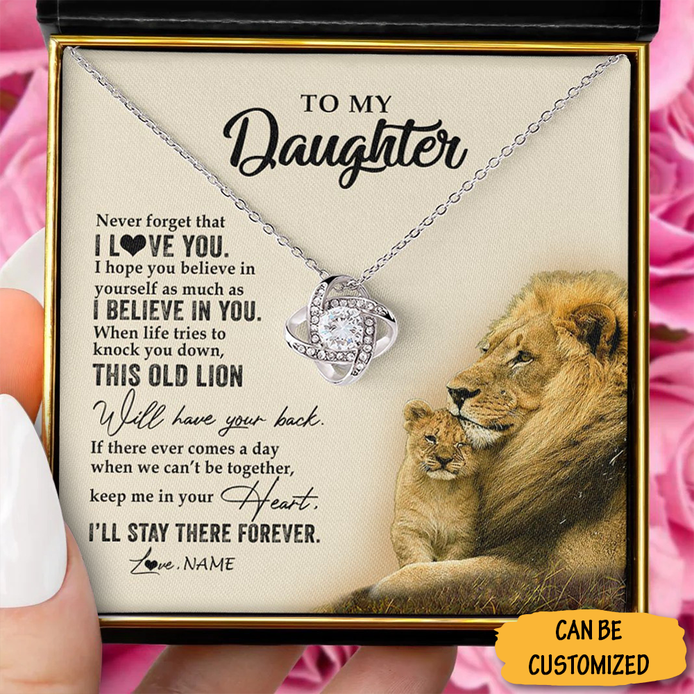 Personalized To My Daughter Necklace From Dad This Old Lion I Love You Daughter Love Knot Necklace Jewelry - KDadorn