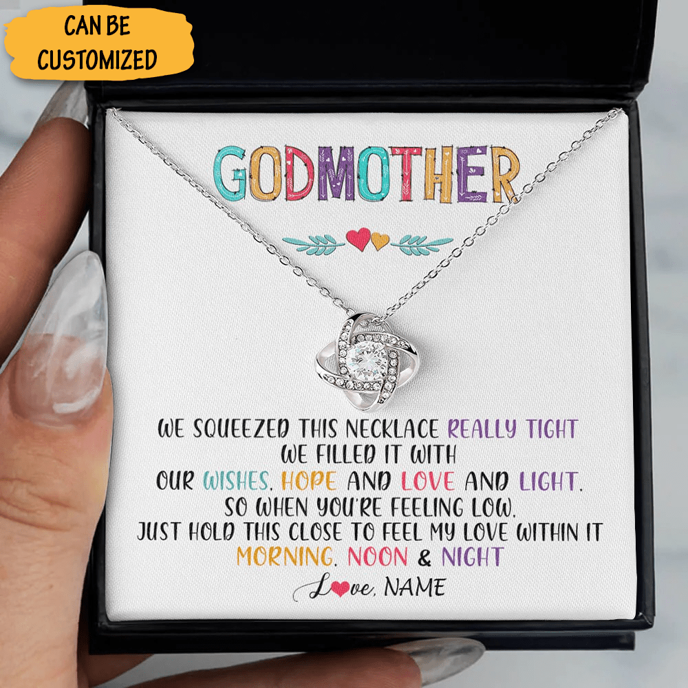 Personalized To My Godmother Necklace Silver Love Knot Necklace Message Xmas Godmother Present Ideas - KDadorn
