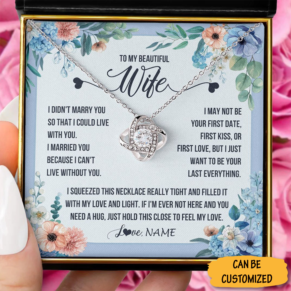 Personalized To My Beautiful Wife Necklace Sterling Silver Love Knot Necklace Great Christmas Gifts For Wife - KDadorn