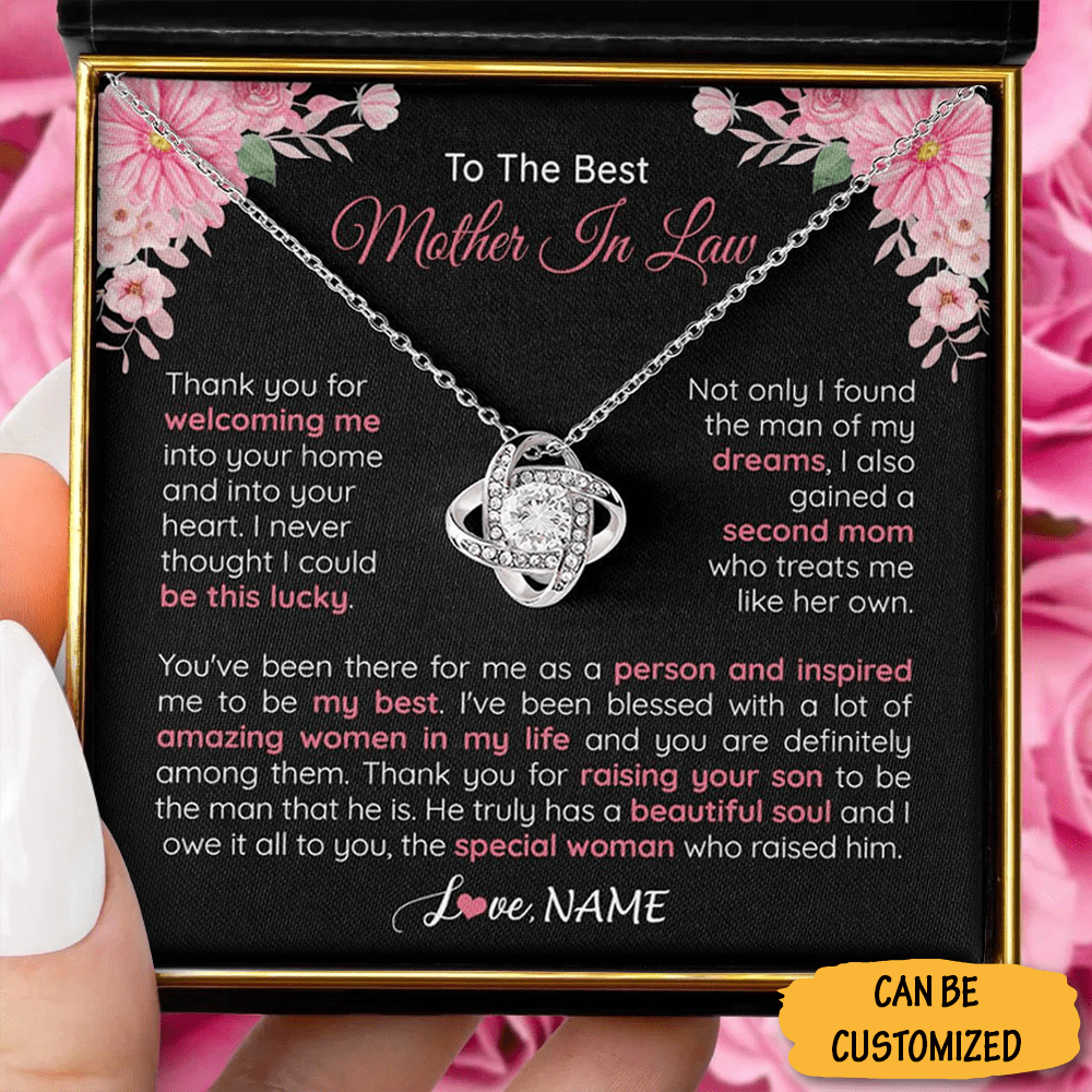 Personalized To My Best Mother In Law Necklace From Daughter In Law Silver Love Knot Necklace With Message Card - KDadorn