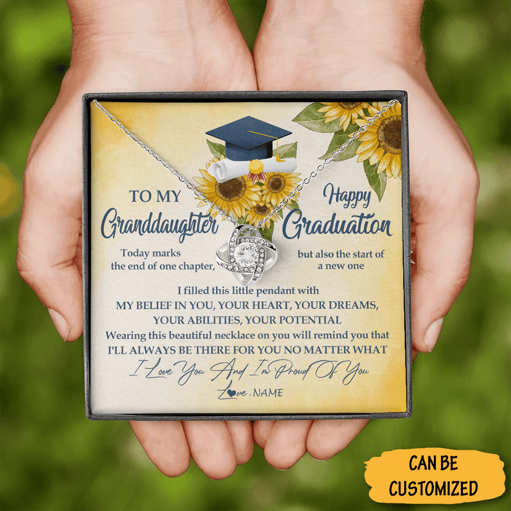 Customized To My Granddaughter Happy Graduation Love Knot Necklace Graduation Gifts For Granddaughter From Grandparents - KDadorn