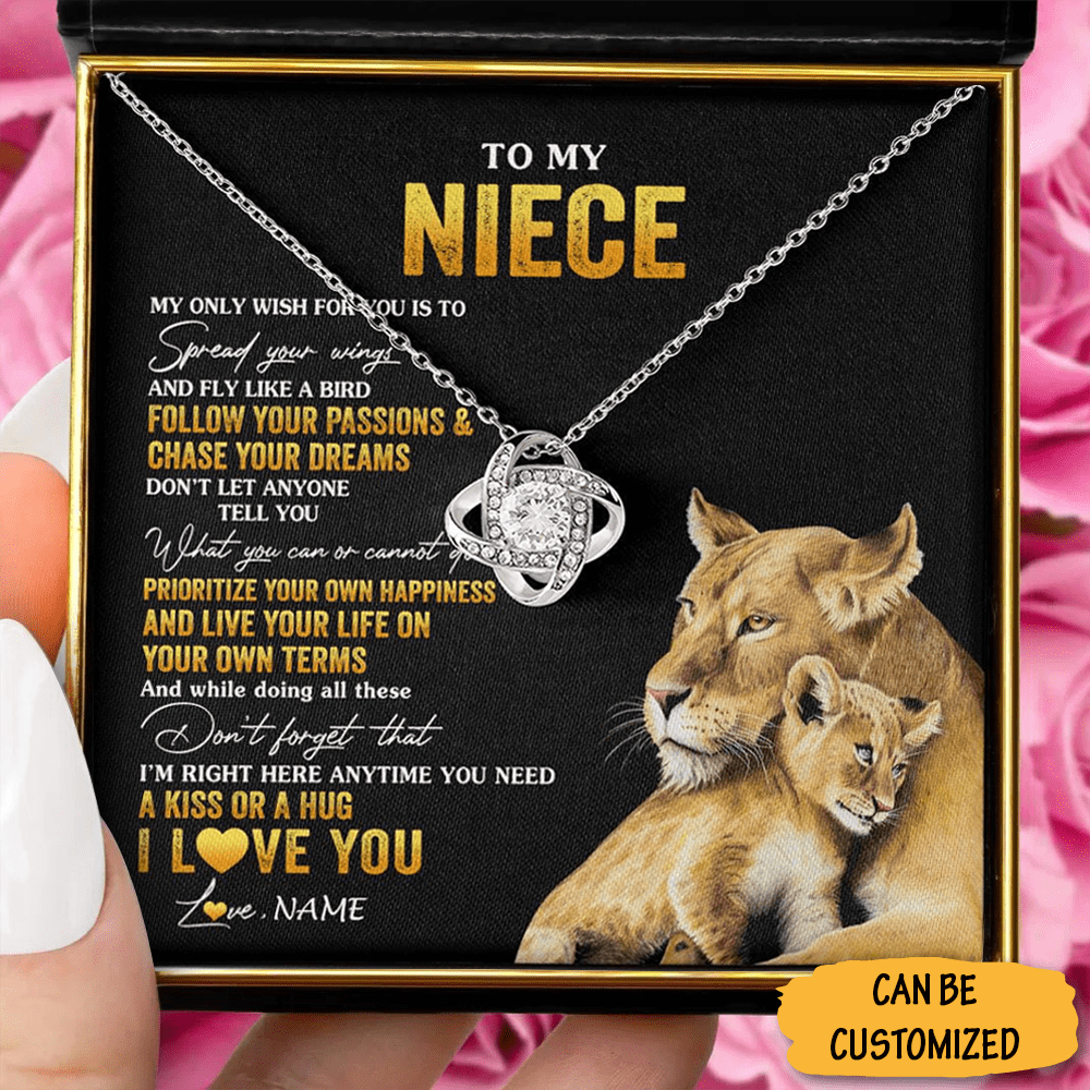Personalized Lion To My Niece Necklace From Uncle Love Knot Necklace Jewelry Xmas Gifts For Niece - KDadorn