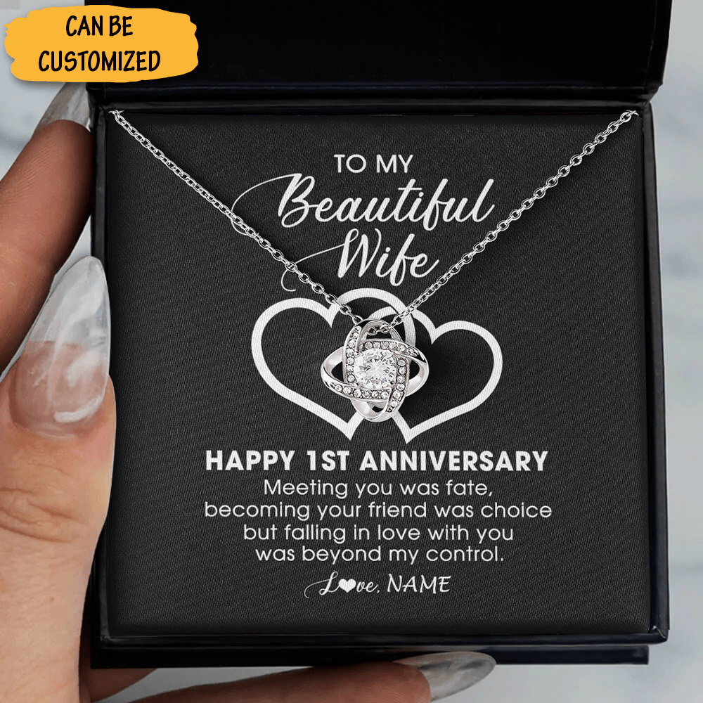 Personalized Happy 1St Years Anniversary Love Knot Necklace To My Wife Necklace First Year Wedding Anniversary Gift - KDadorn