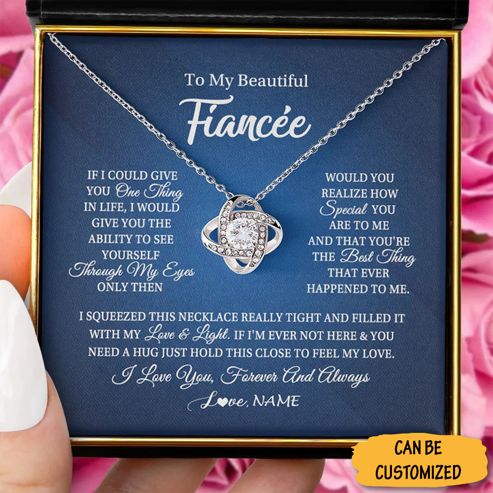 Personalized My Beautiful Fiancee Necklace Knot Sterling Silver Necklace Box Great Gifts For Fiancee - KDadorn