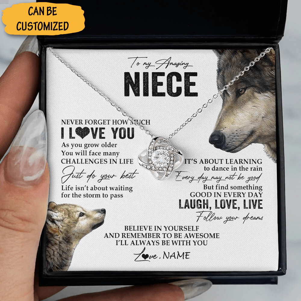 Custom Wolf To My Niece Necklace From Uncle Sterling Silver Love Knot Necklace Sentimental Gifts For Niece - KDadorn