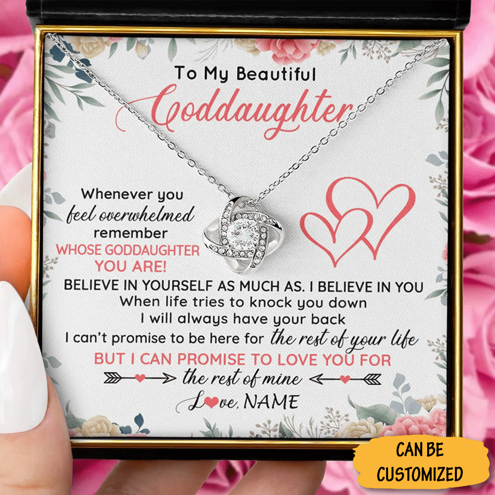 Custom To My Beautiful Goddaughter Necklace Silver Love Knot Pendant Necklace Goddaughter Gifts For Baptism - KDadorn