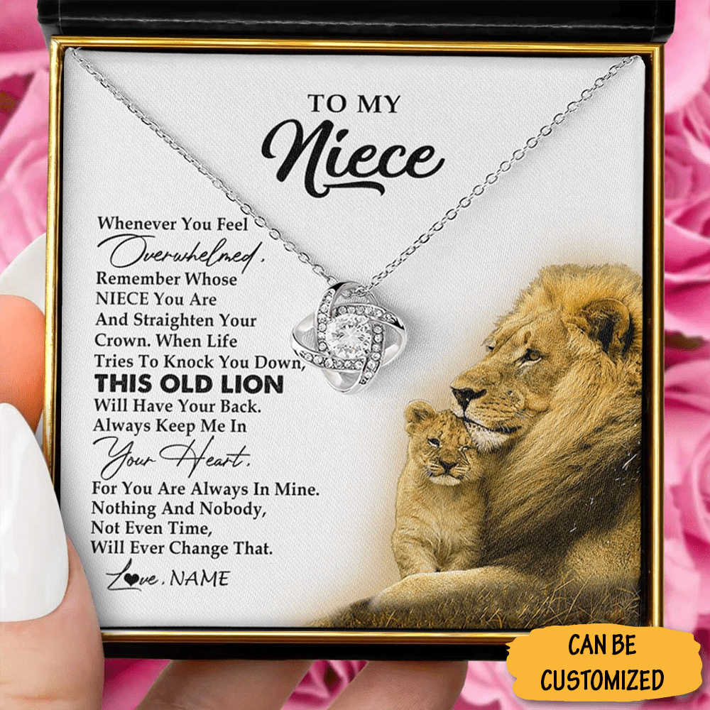 Custom To My Niece Necklace This Lion Love Knot Silver Necklace Message Christmas Gifts For Niece From Uncle - KDadorn