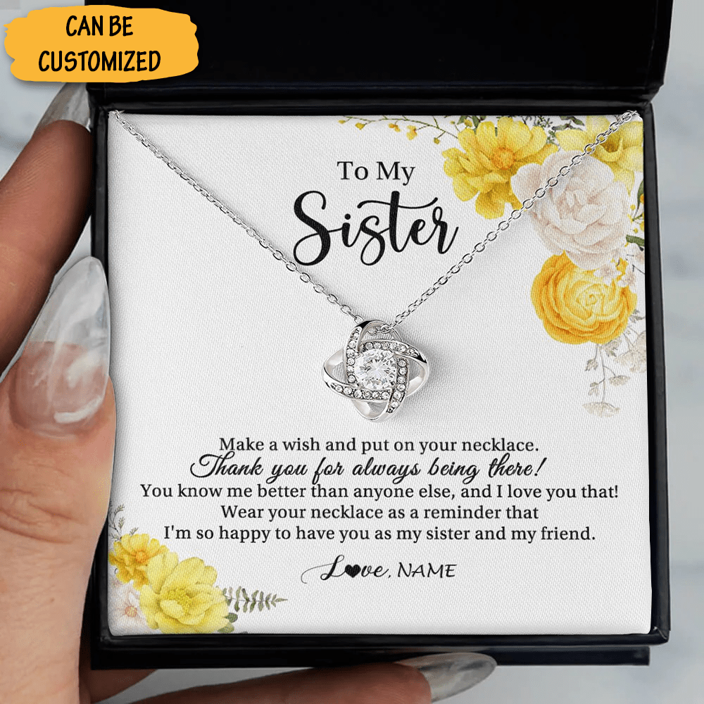 Custom To My Sister Necklace Sterling Silver Love Knot Pendant Necklace Unique Birthday Gifts For Sister - KDadorn