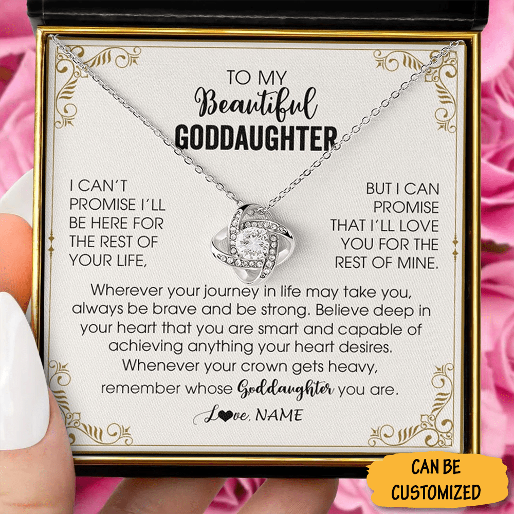 Custom To My Goddaughter Necklace Sterling Silver Love Knot Pendant Necklace Goddaughter 18Th Birthday Gifts - KDadorn