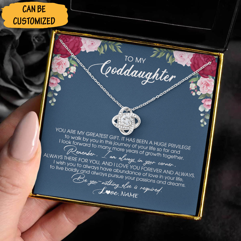 Custom To My Goddaughter Love Knot Silver Necklace Sterling Love Knot Pendant Jewellery Goddaughter Christmas Gifts - KDadorn