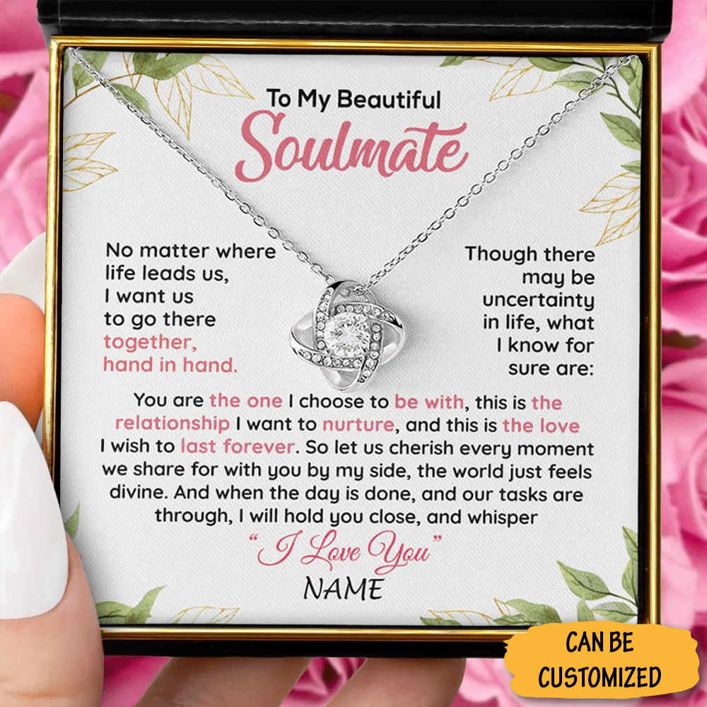 Custom To My Beautiful Soulmate Necklace Silver Love Knot Necklace Jewelry Box Perfect Gift For Soulmate - KDadorn