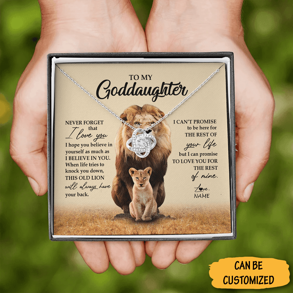 Custom To My Goddaughter Love knot Necklace This Old Lion Never Forget That I Love You Goddaughter Gifts From Godfather - KDadorn
