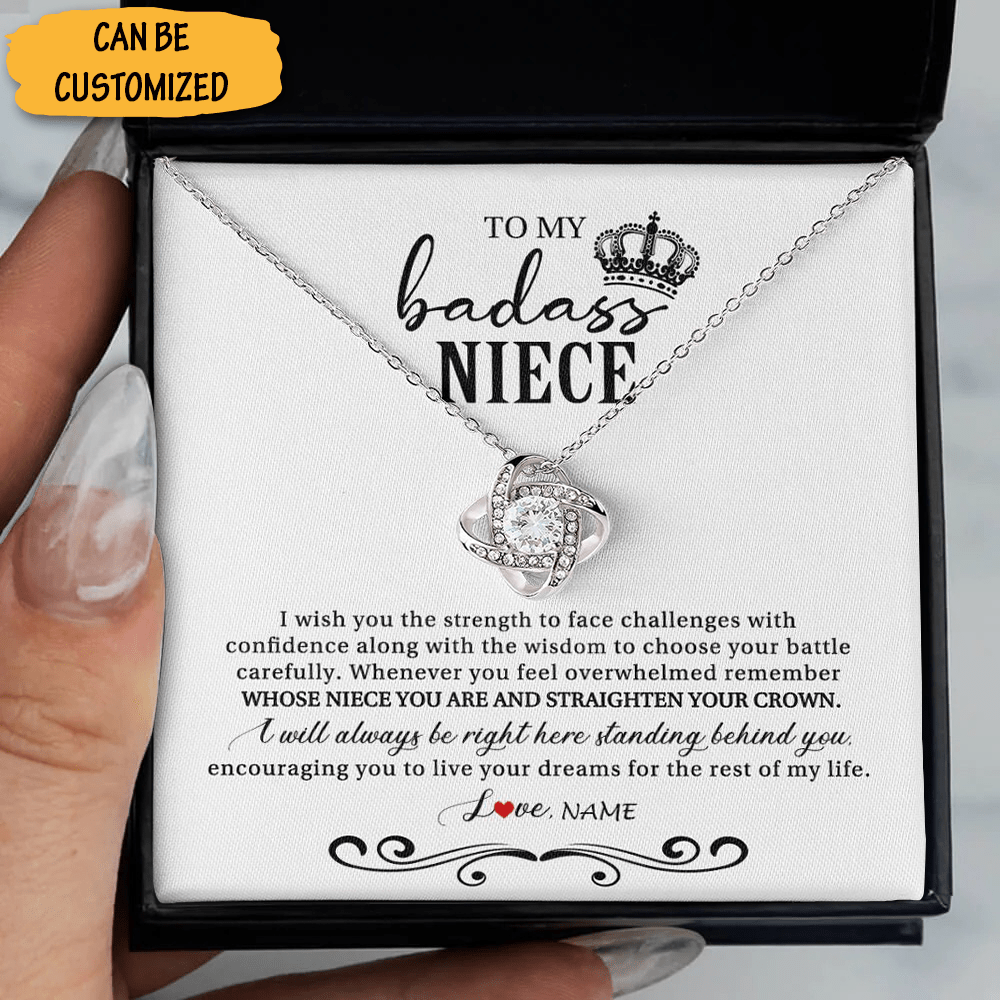 Custom To My Badass Niece Necklace Sterling Silver Love Knot Necklace Personalized Gifts For Nieces Xmas - KDadorn