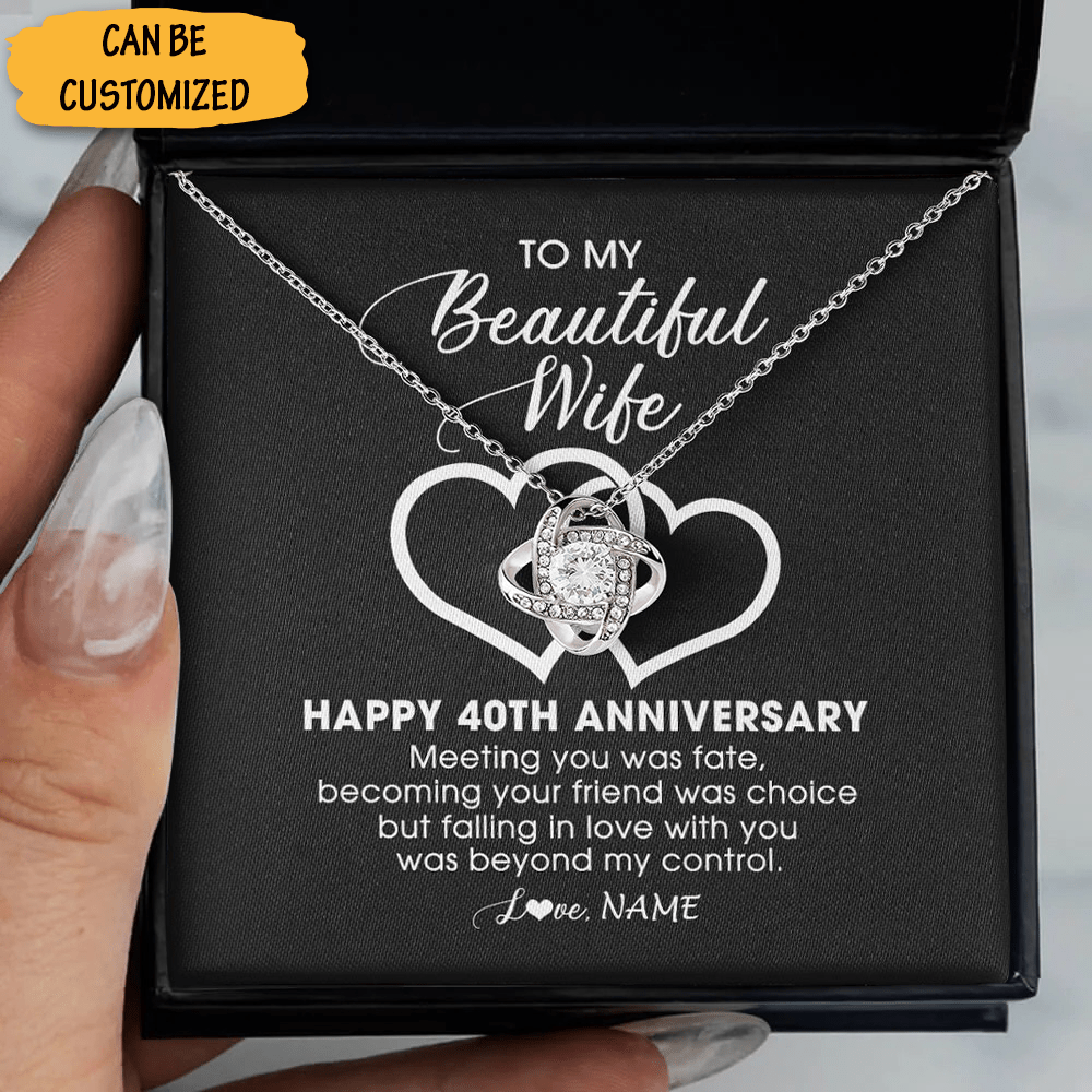 Custom To My Beautiful Wife Love Knot Necklace Happy 40 Years Wedding Anniversary Necklace Gifts For Wife - KDadorn