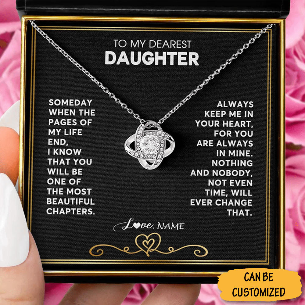 Custom To My Daughter Necklace From Mom Dad Sterling Silver Love Knot Necklace Gift Ideas For Adult Daughter - KDadorn