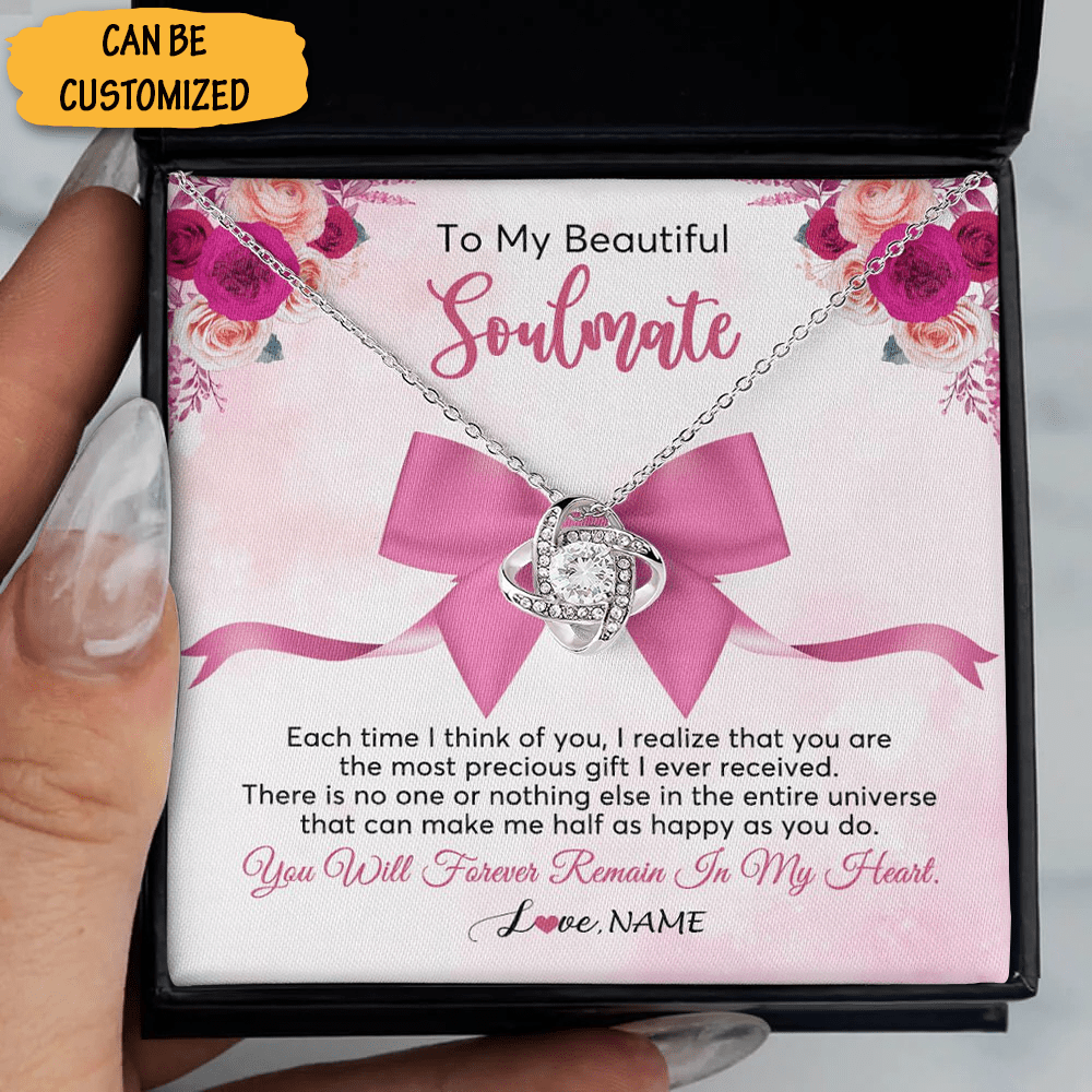 Custom To My Beautiful Soulmate Necklace Sterling Silver Love Knot Necklace Birthday Gift For Soulmate - KDadorn
