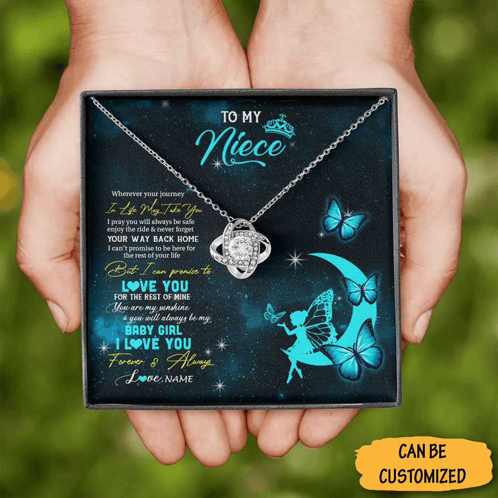 Custom To My Niece Love Knot Necklace Sterling Silver Message Jewelry Necklaces Necklace With Message Card - KDadorn