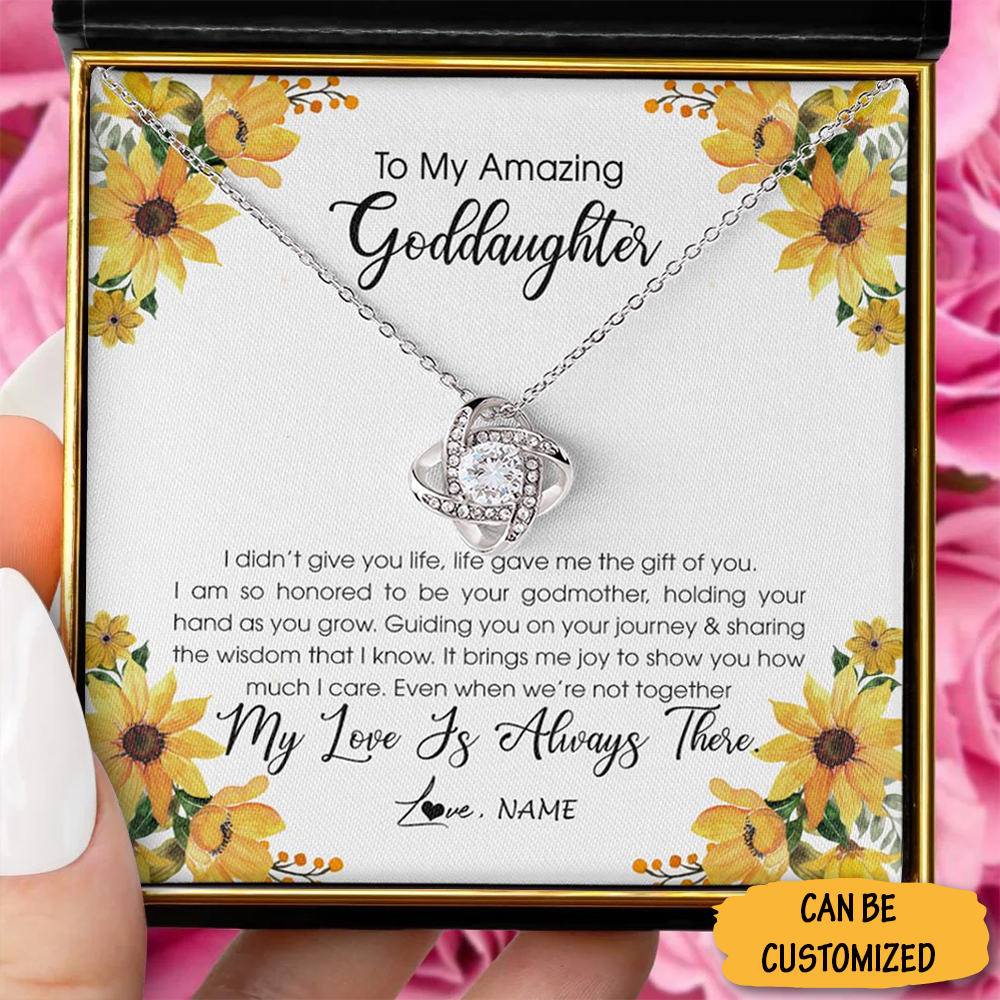 Custom To My Goddaughter Love Knot Necklace With Message Jewelry Necklaces Graduation Gift For Goddaughter - KDadorn