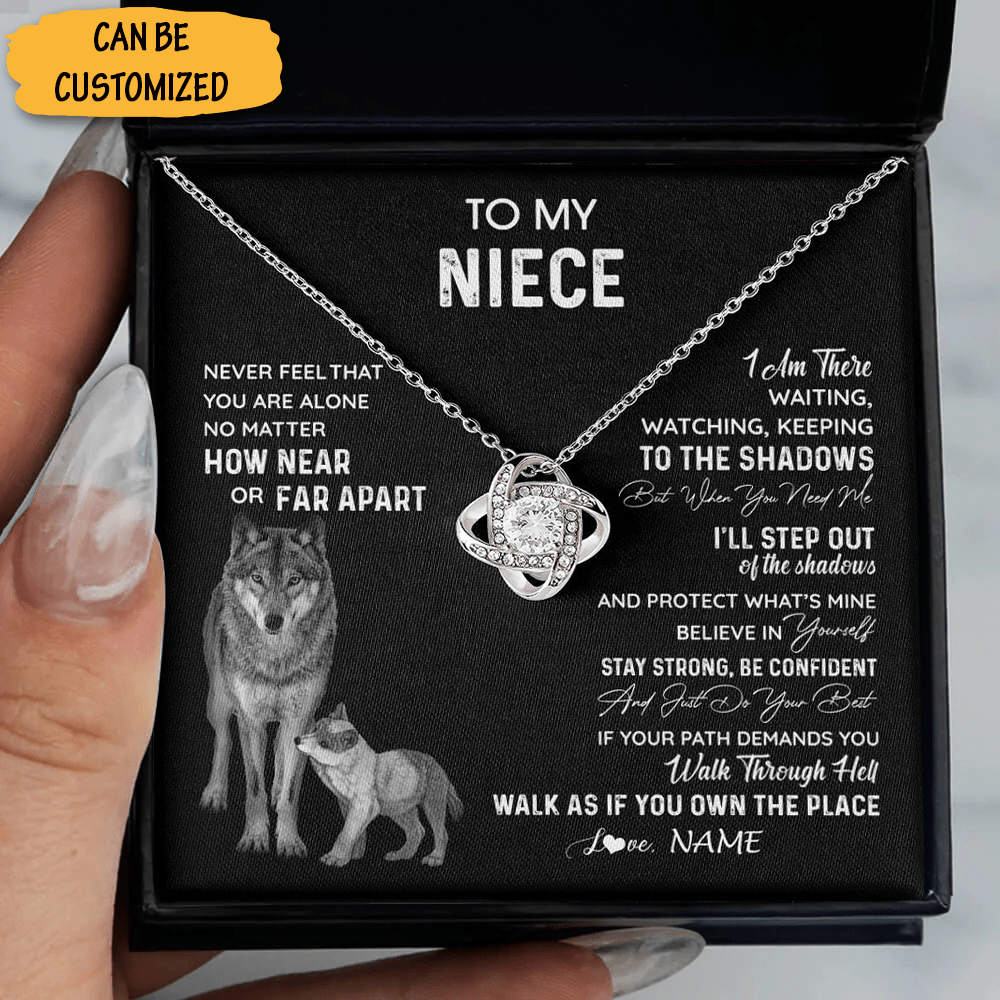 Custom Wolf To My Niece Necklace From Uncle Love Knot Necklace Keepsake Unique Christmas Gifts For Niece - KDadorn