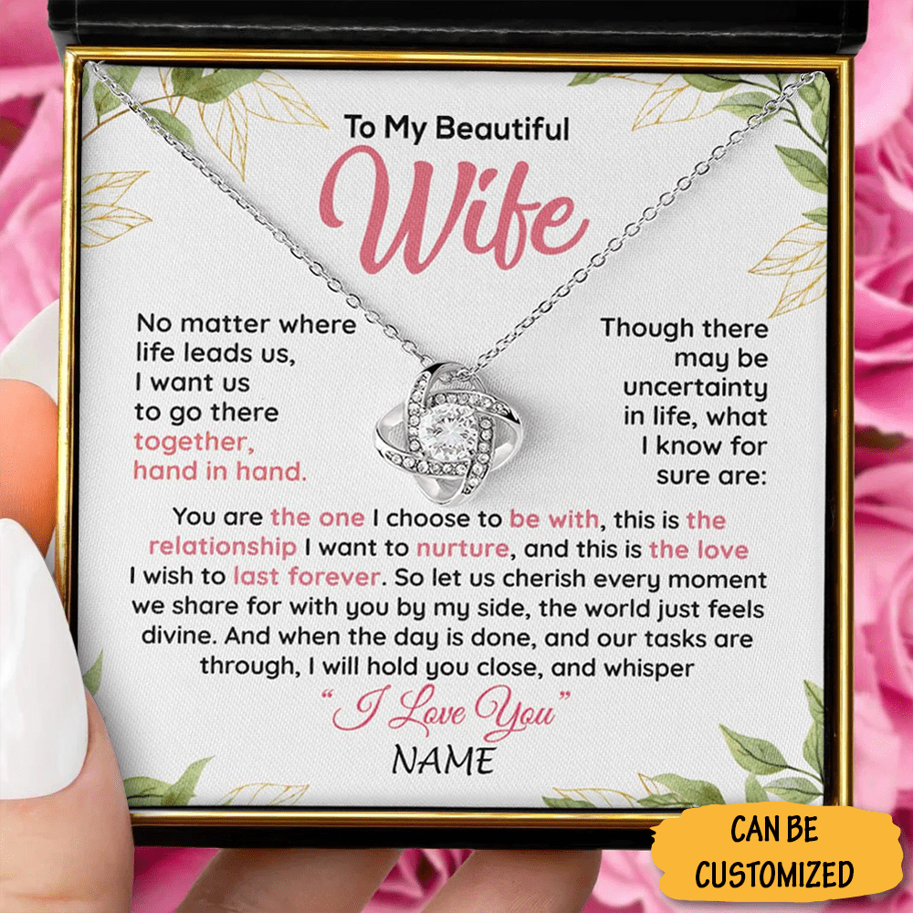 Custom To My Beautiful Wife Necklace Sterling Silver Love Knot Necklace Unique Anniversary Gift For Wife - KDadorn