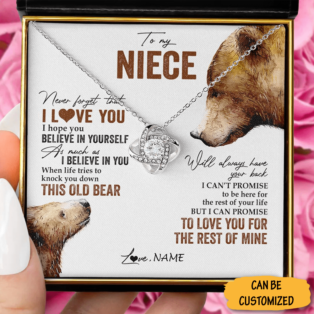 Custom Bear To My Niece Necklace From Uncle Sterling Silver Love Knot Necklace Keepsake Gifts For Niece - KDadorn