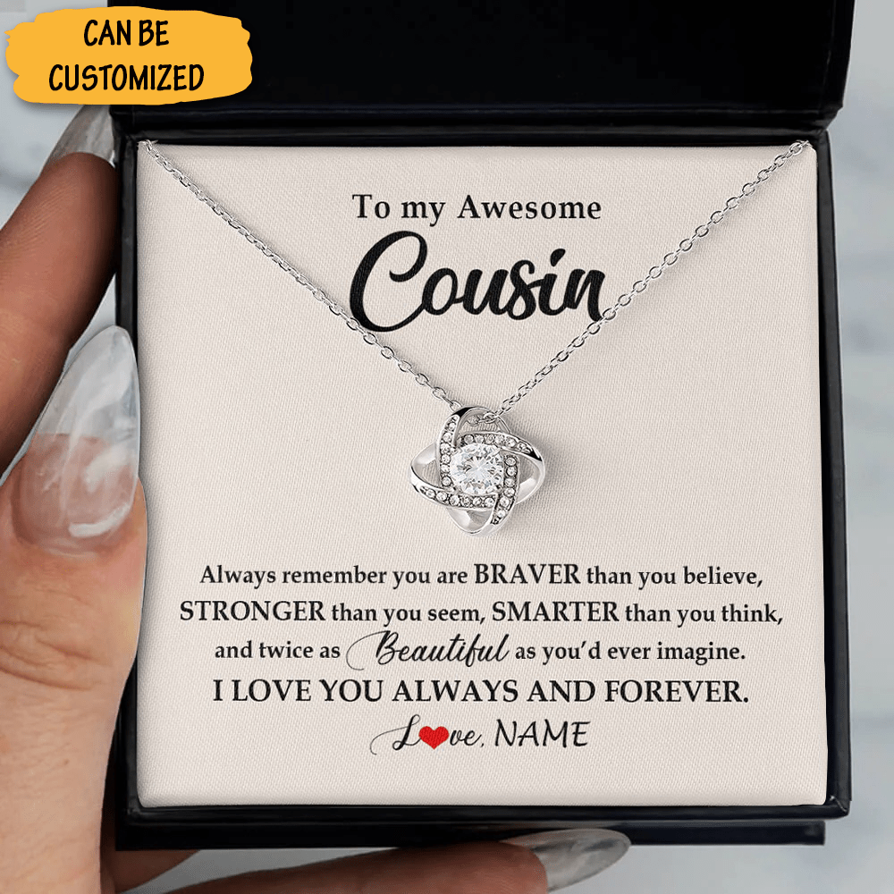 Personalized To My Awesome Cousin Necklace Sterling Silver Love Knot Necklace Best Wedding Gift For Cousin Sister - KDadorn