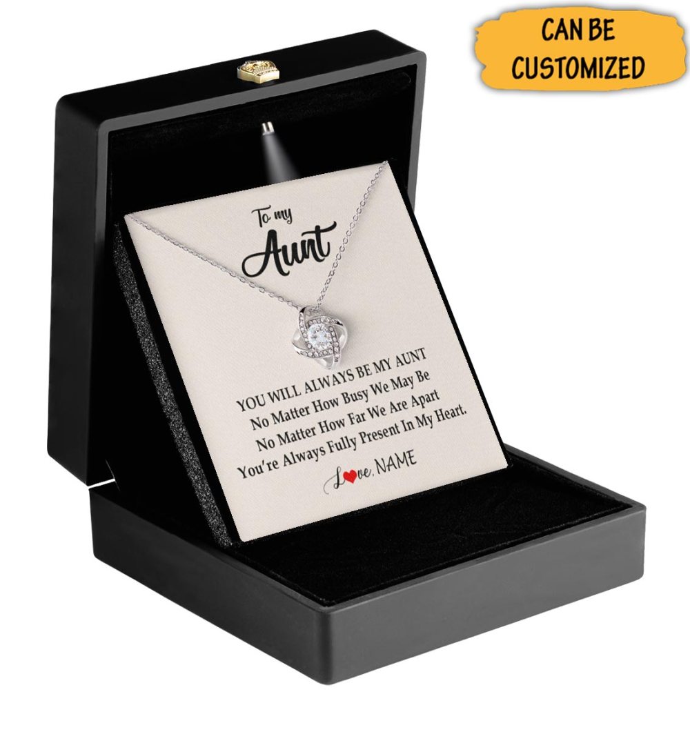 Custom To My Aunt Necklace With Meaningful Messages Silver Love Knot Necklace Thoughtful Gifts For Aunt - KDadorn