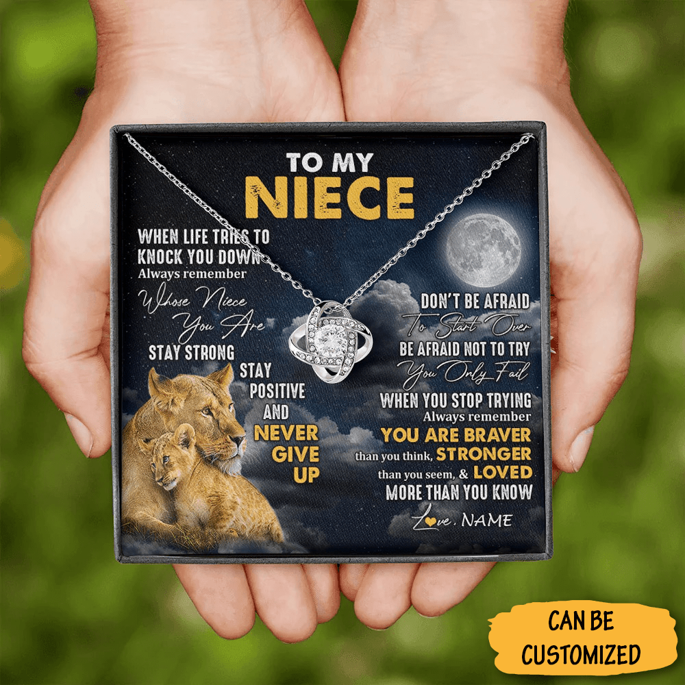 Custom Lion To My Niece Necklace From Uncle Love Knot Necklace Sentimental Graduation Gifts For Niece - KDadorn