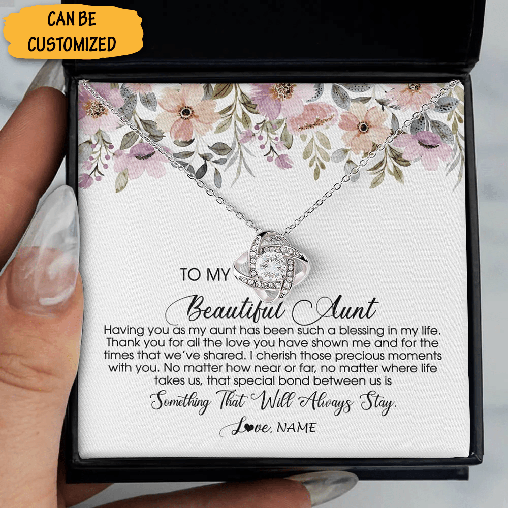 Personalized To My Beautiful Aunt Necklace From Niece Nephew Love Knot Silver Necklace Gifts To Get Your Aunt - KDadorn