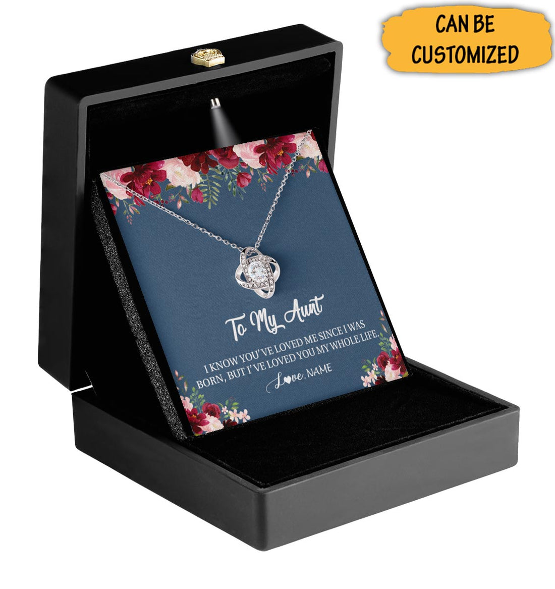 Custom To My Aunt Sterling Silver Love Knot Necklace Love Message Necklace Auntie Keepsake Christmas Gifts - KDadorn