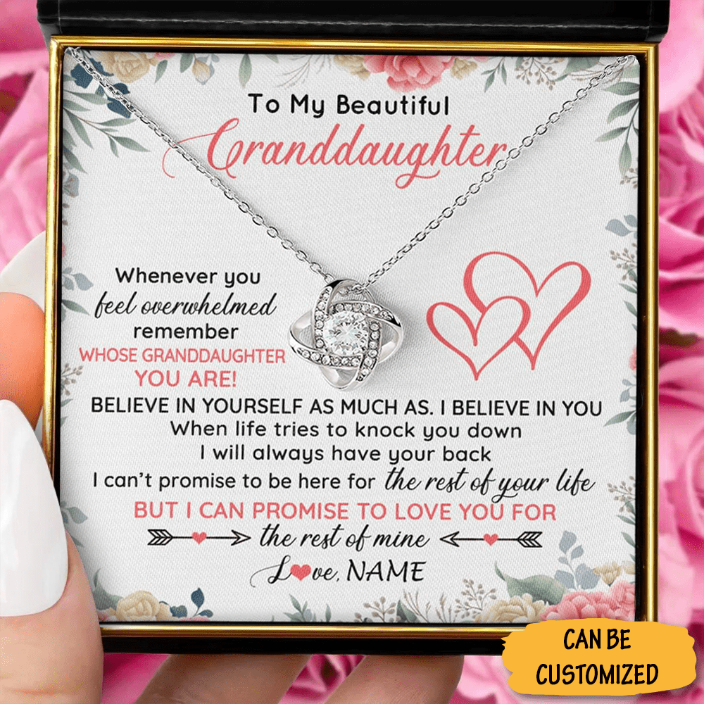 Personalized To My Beautiful Granddaughter Necklace From Grandma Grandpa Love Knot Silver Necklace With Messages - KDadorn