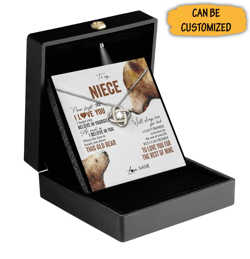 Custom To My Aunt Necklace Love Knot Silver Necklace With Meaningful Messages Favorite Aunt Gifts - KDadorn