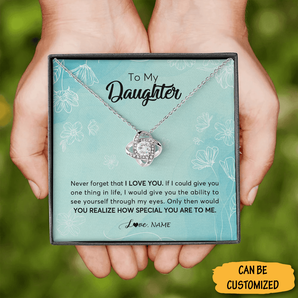 Customized To My Daughter Love knot Necklace Love Mom Dad Never Forget That I love You Necklace Christmas Gift Ideas - KDadorn