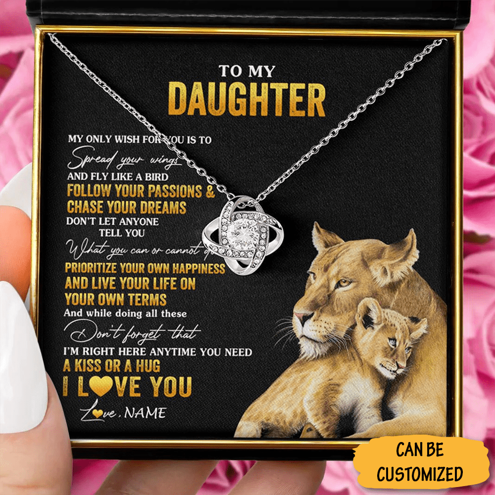 Personalized Lion To My Daughter Necklace I Love You From Dad Love Knot Necklace Sweet 16 Gifts For Daughter - KDadorn