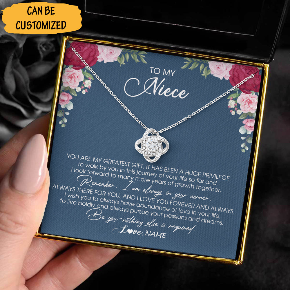 Customized To My Niece Love Knot Necklace Silver Love Knot Pendant Necklace Personalized Gifts For Niece - KDadorn